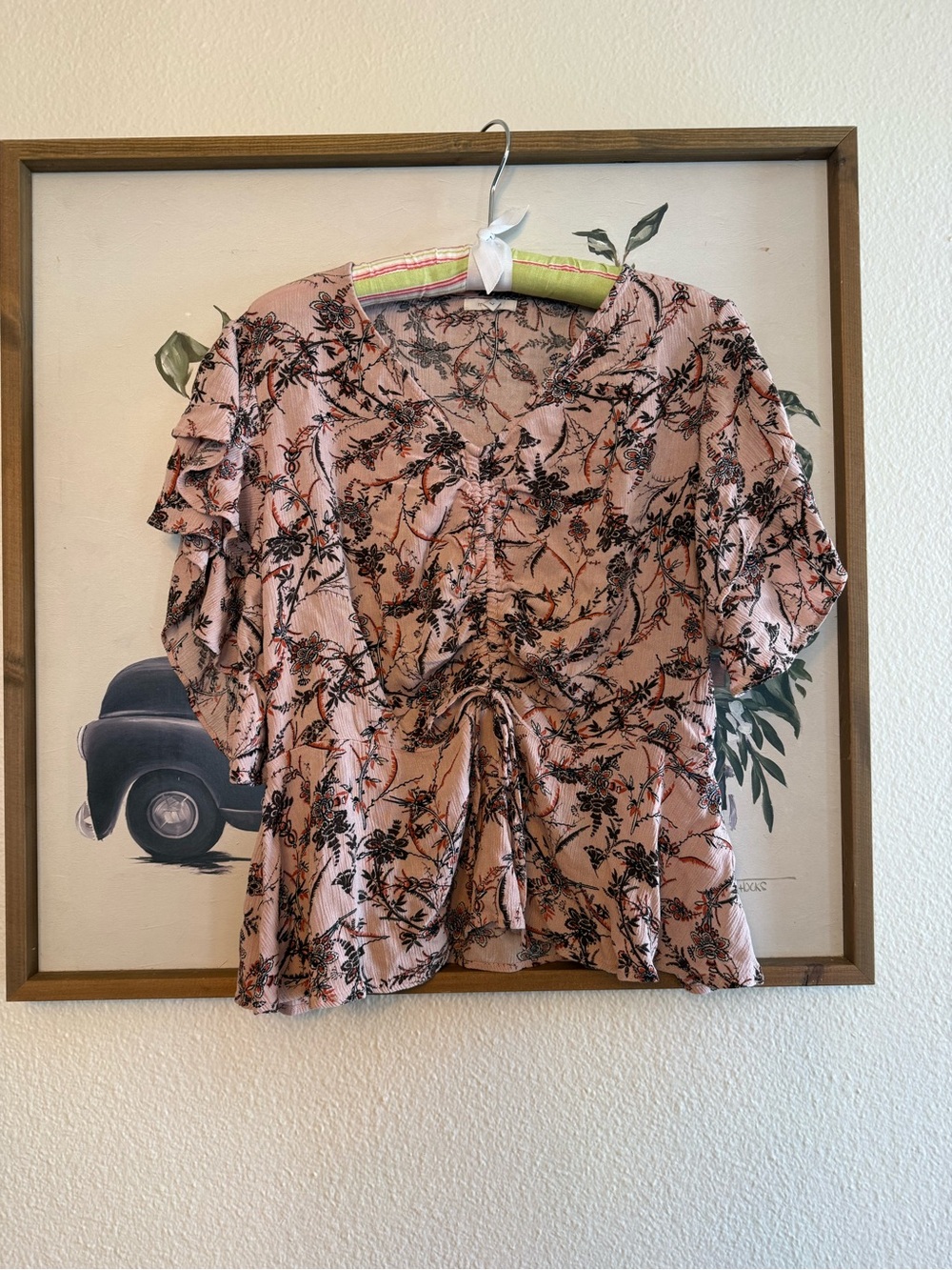Maurices Pink Floral Ruffle Blouse